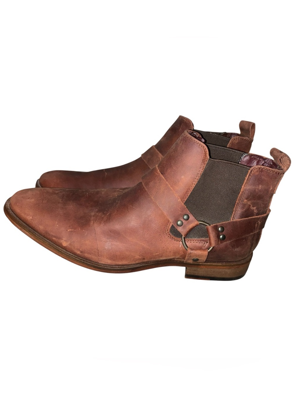FRYE AND CO. Brown Leather harness  Ankle Boots